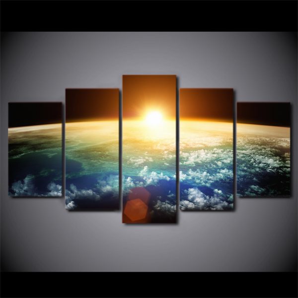 Space Earth Sunrise Canvas Posters Set 1