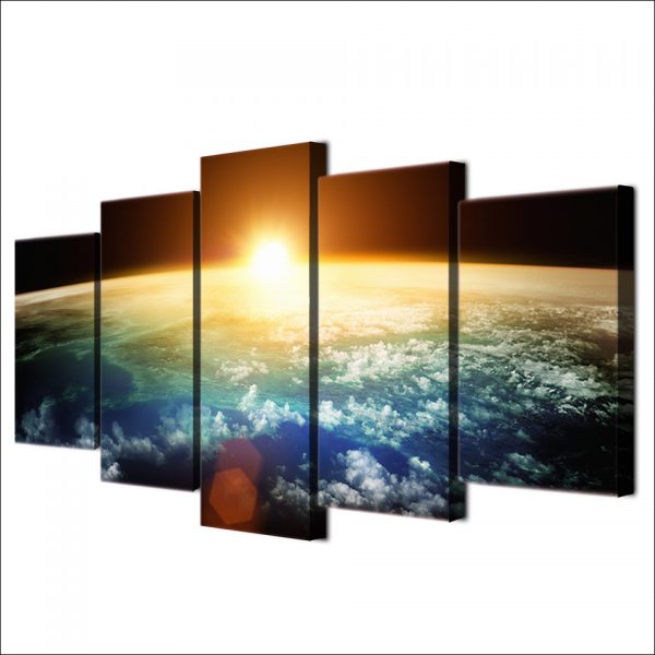 Space Earth Sunrise Canvas Posters Set 2