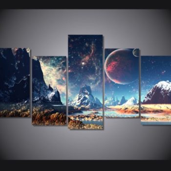 Boy's 5 Panel Space Landscape Canvas Painting 2