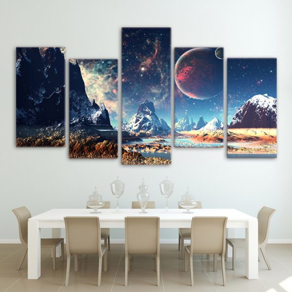 Boy's 5 Panel Space Landscape Canvas Painting 1