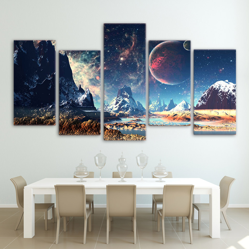 Boy’s 5 Panel Space Landscape Canvas Painting