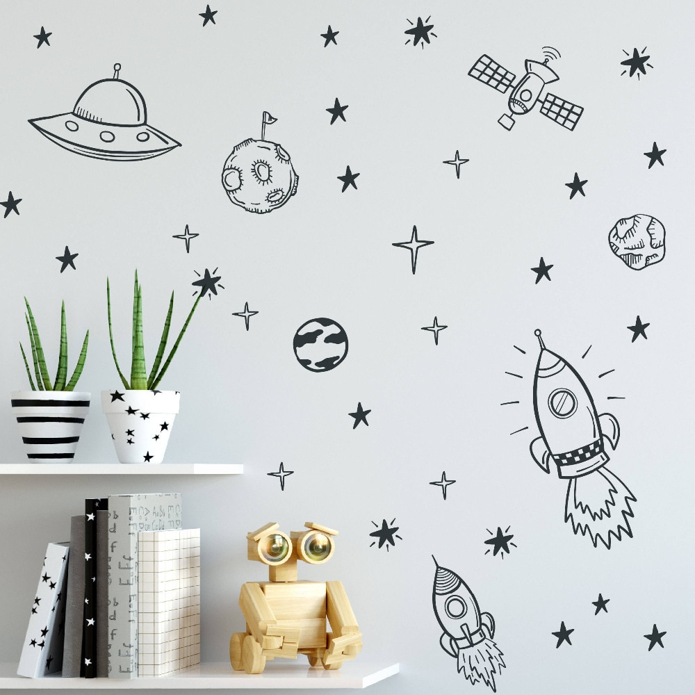 Space Printed Wall Stickers