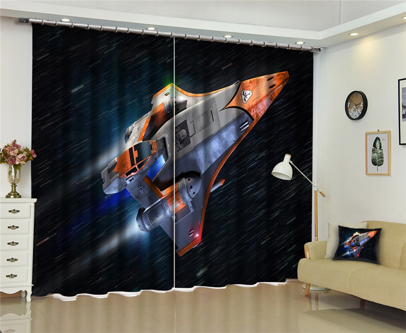 Astronaut and Spaceship Window Curtains