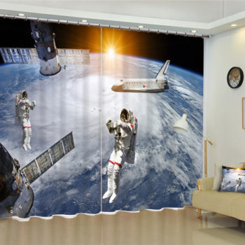 Astronaut and Spaceship Window Curtains 2