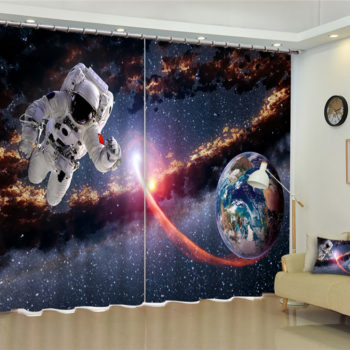 Astronaut and Spaceship Window Curtains 3