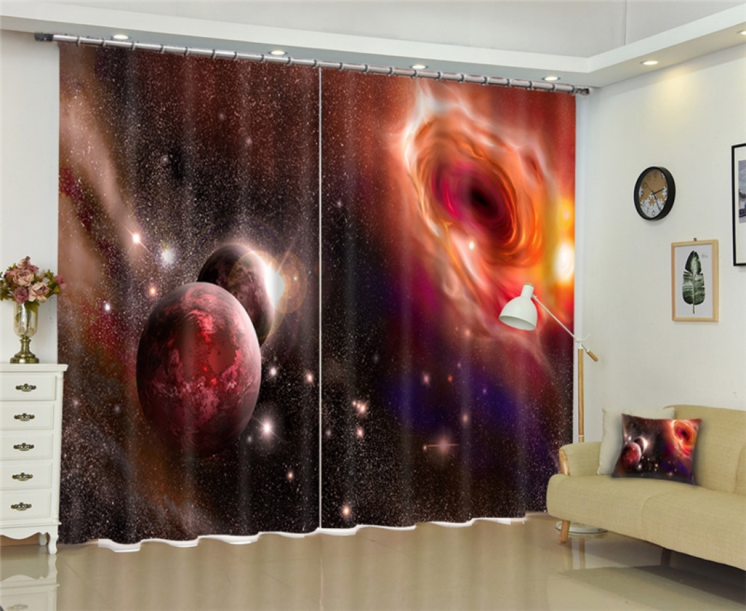 Astronaut and Spaceship Window Curtains - SpaceHomeDecors.com